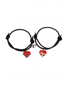 Set bratari pentru cupluri, love pulse alb/negru, prindere cu inima magnetica 2