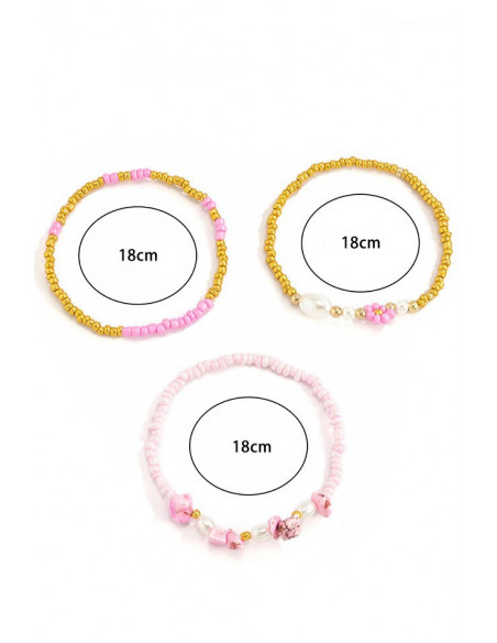 Set bratari elastice si vesele cu pietre, flori din margele si perle