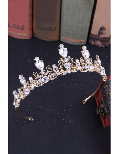 Tiara eleganta Forget-Me-Not, model delicat cu floricele, ramurele rasucite si cristale