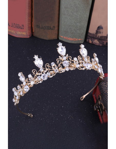 Tiara eleganta Forget-Me-Not, model delicat cu floricele, ramurele rasucite si cristale