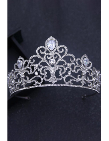 Tiara eleganta Anastasia, model baroc, cristale rotunde si zirconii cubice