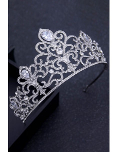 Tiara eleganta Anastasia, model baroc, cristale rotunde si zirconii cubice 2