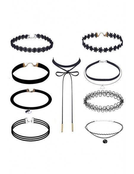 Set 9 coliere choker, catifea, dantela, tattoo choker, banut