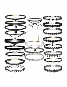 Set 21 coliere choker, catifea, dantela, tattoo choker, canaf