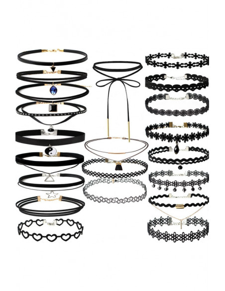 Set 21 coliere choker, catifea, dantela, tattoo choker, canaf