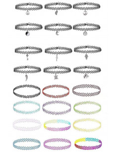 Set 24 coliere tattoo choker, ying yang, copacul vietii, testoasa, cruce