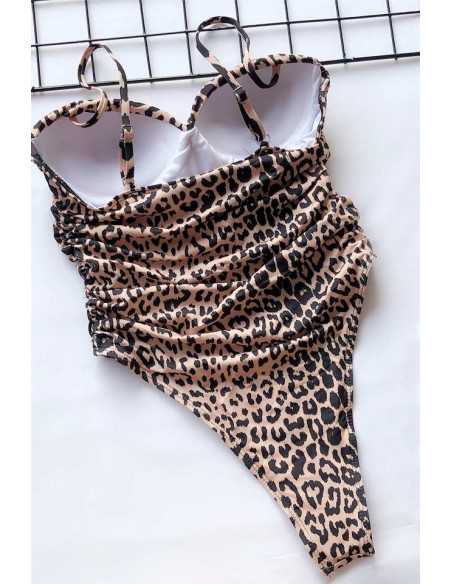Costum de baie intreg, incretit, cupe push-up si sold inalt