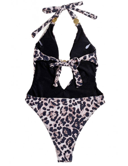 Costum de baie intreg, sold inalt, abdomen decupat si spatele gol