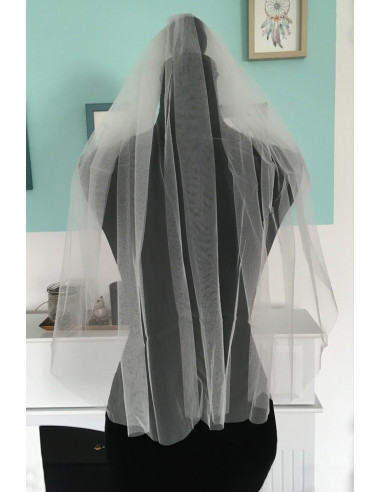 Voal de mireasa lung pana in talie, simplu, rotund, 75cm