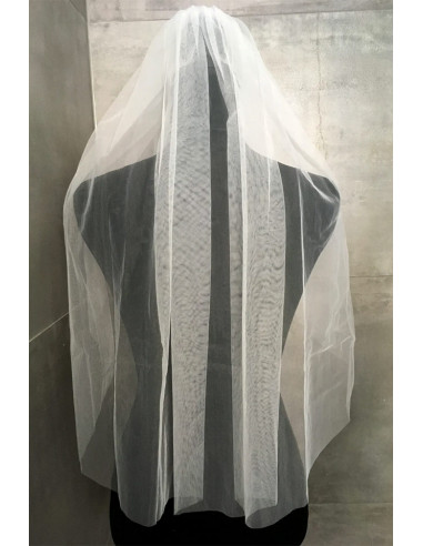 Voal de mireasa lung pana in talie, simplu, rotund, 75cm