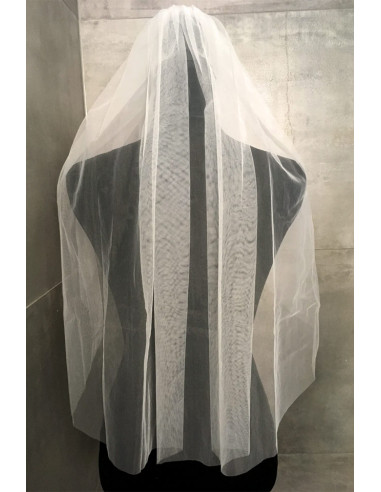 Voal de mireasa lung pana in talie, simplu, rotund, 75cm