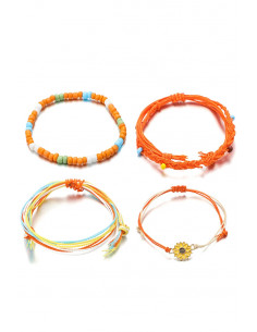 Set 4 bratari colorate, margareta, margelute mici si snururi cerate 2