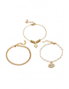 Set 3 bratari elegante, cu scoica, frunza, perlute si cristale 2