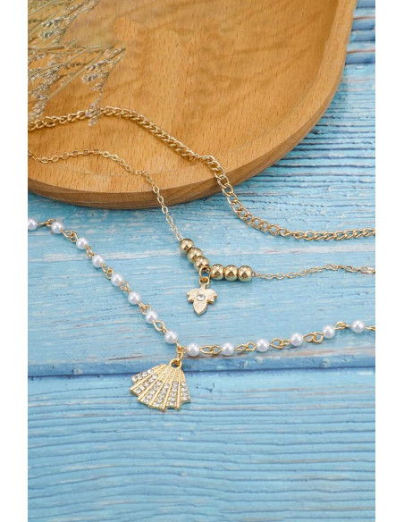 Set 3 bratari elegante, cu scoica, frunza, perlute si cristale