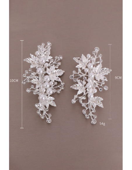 Set doua clame de par diferite, frunze metalice de artar cu perle si cristale