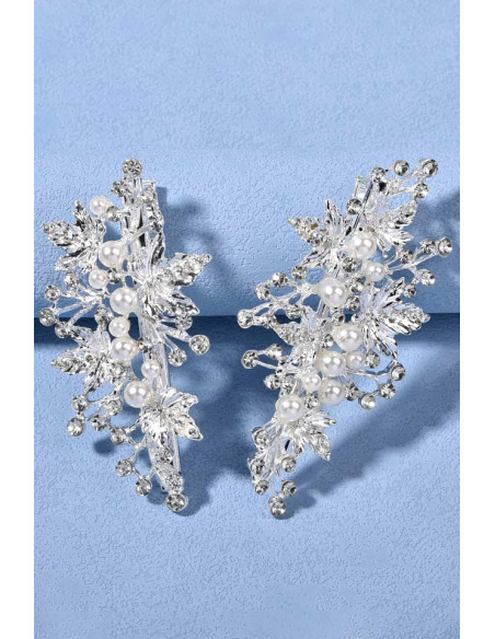 Set doua clame de par diferite, frunze metalice de artar cu perle si cristale