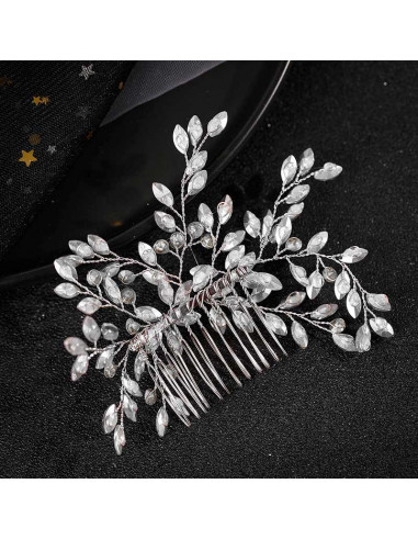 Pieptene de par elegant din fire metalice, cristale rotunde si ascutite