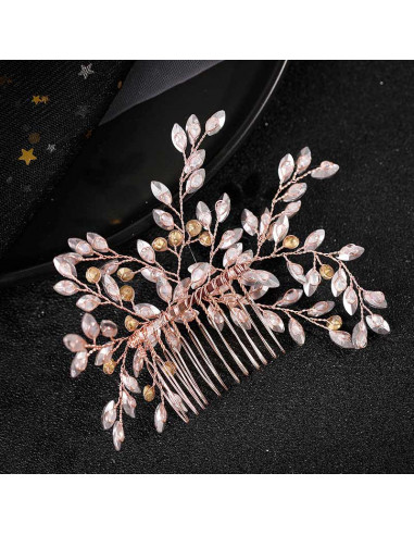 Pieptene de par elegant din fire metalice, cristale rotunde si ascutite