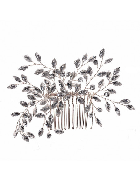 Pieptene de par elegant din fire metalice, cristale rotunde si ascutite
