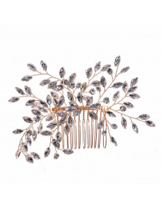 Pieptene de par elegant din fire metalice, cristale rotunde si ascutite 2