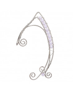 Cercel ear cuff wrap, hand made, ureche de elf din fir metalic, cu perle 2