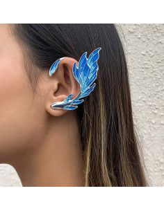 Cercel ear cuff, peste cu aripioare pictate si coada arcuita