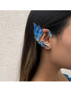 Cercel ear cuff, peste cu aripioare pictate si coada arcuita 2