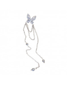 Ear cuff elegant, fluturas din cristale dreptunghiulare, cu lantisoare cu perle 2