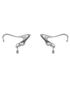 Cercel ear cuff, model abstract fixat dupa ureche, cu cristal picatura 2