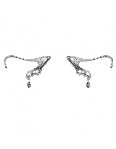 Cercel ear cuff, model abstract fixat dupa ureche, cu cristal picatura