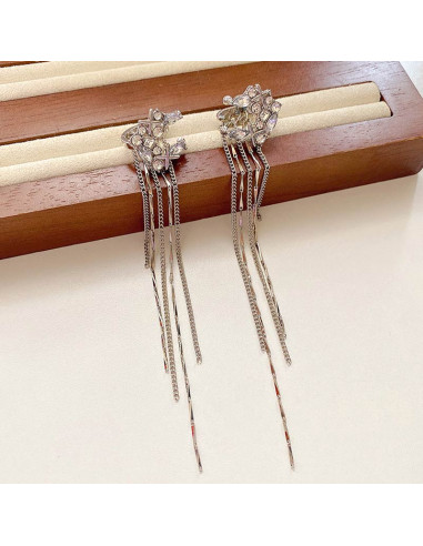 Ear cuffs eleganti, semiluni cu cristale si stelute, si lantisoare