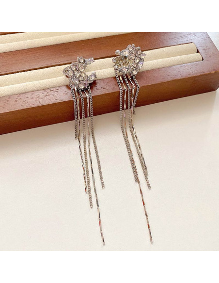 Ear cuffs eleganti, semiluni cu cristale si stelute, si lantisoare