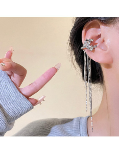 Ear cuffs eleganti, semiluni cu cristale si stelute, si lantisoare