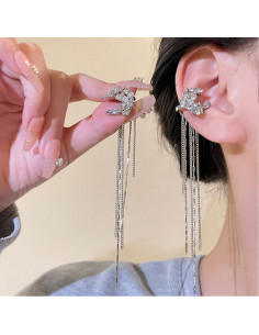 Ear cuffs eleganti, semiluni cu cristale si stelute, si lantisoare