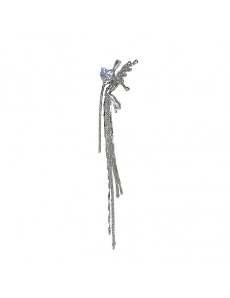 Ear cuff elegant, zana cu cristale si lantisoare lungi