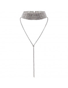 Choker lat luxury, din siruri de cristale, cu fir lung pe decolteu 2