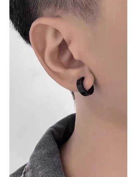 Cercel punk cu clips, inel lat masiv, simplu