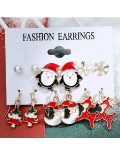 Set cercei de Craciun, braduti, semiluni, reni, pinguini, stelute si perle 2
