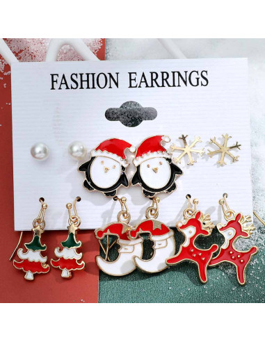 Set cercei de Craciun, braduti, semiluni, reni, pinguini, stelute si perle