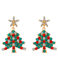 Cercei de Craciun, braduti decorati cu cristale colorate si stelute