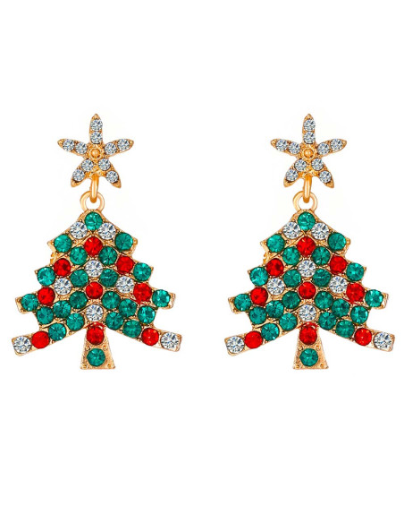Cercei de Craciun, braduti decorati cu cristale colorate si stelute