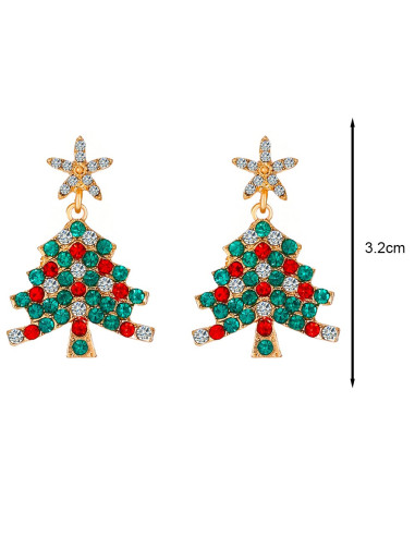 Cercei de Craciun, braduti decorati cu cristale colorate si stelute
