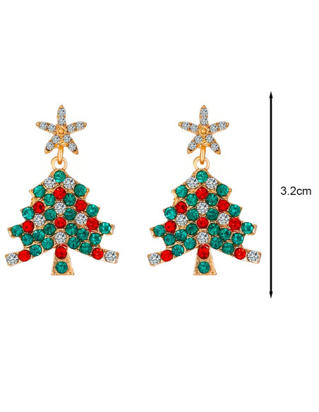 Cercei de Craciun, braduti decorati cu cristale colorate si stelute