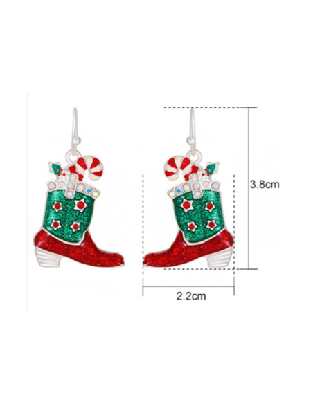 Cercei de Craciun, cizme decorate cu stelute, cristale, acadele si email
