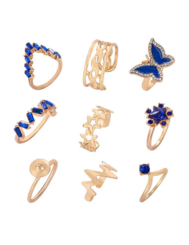 Set 9 inele minimal elegante, fluture, stelute, diverse modele de verigi si cristale