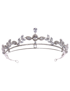 Tiara eleganta Northern Star, ramuri cu frunze, cristale mici si zirconii