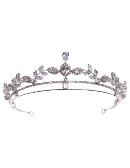 Tiara eleganta Northern Star, ramuri cu frunze, cristale mici si zirconii