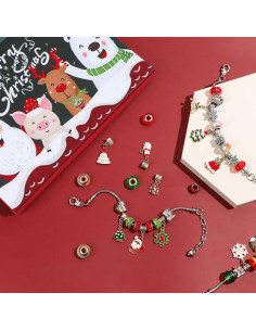 Set accesorii tip Pandora, cadou de Craciun, 2 bratari, 2 coliere, charmuri, in cutie cadou 2