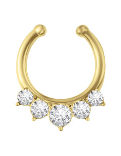 Inel fals pentru nas Septum Ring model cu 5 cristale, piercing fals