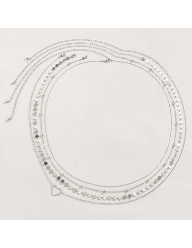 Set de patru lanturi pentru talie, cu inimioara, banuti si bilute metalice